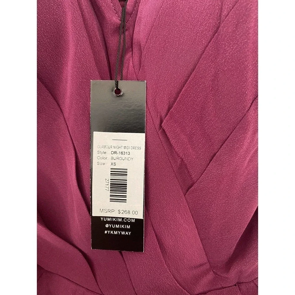 Yumi Kim Glamour Night MIDI Dress Silk Burgundy Size XS NWT! Retail $268 - Picture 6 of 8